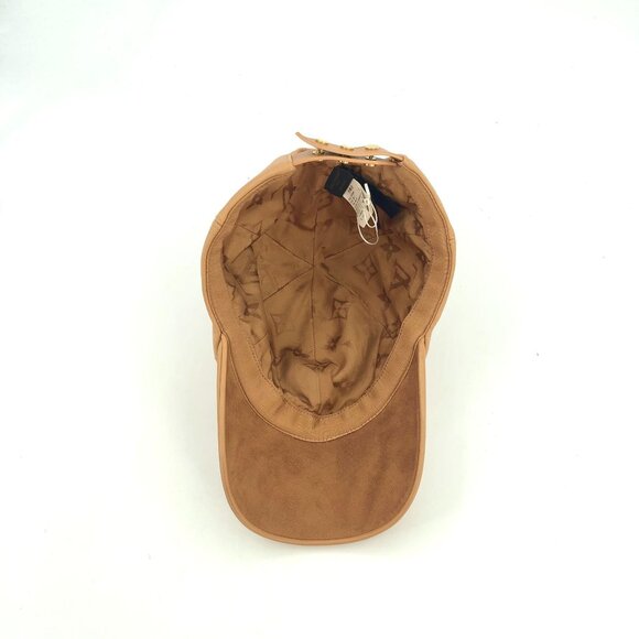 Louis Vuitton Brown Sheepskin Baseball Cap With Gold Logo Made In Italy - Picture 5 of 9